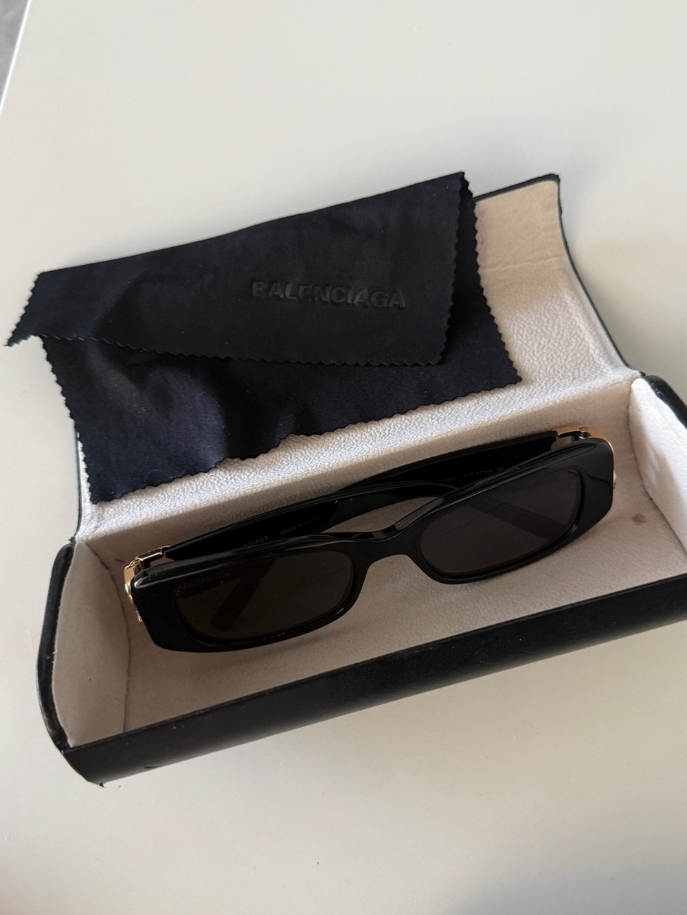 Balenciaga Black Rectangular Men's Sunglasses with Dark Lenses